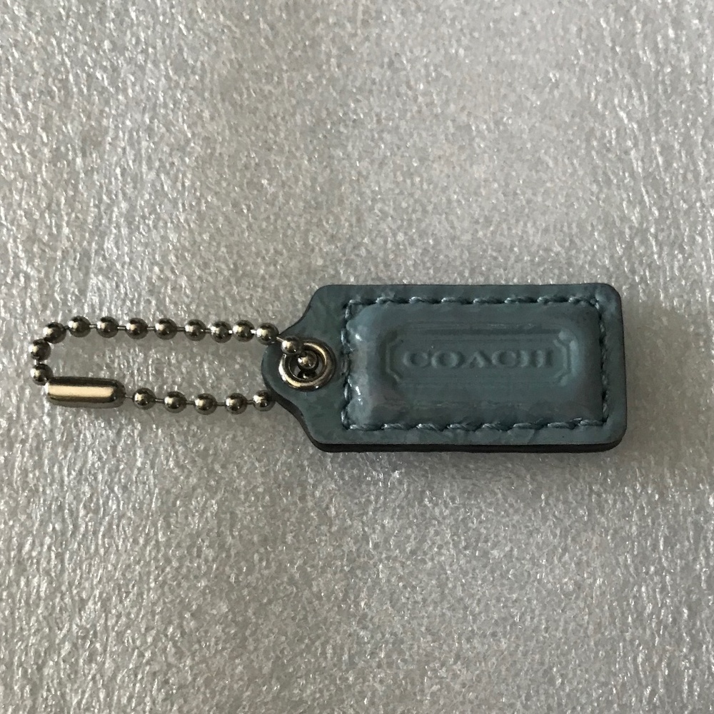 Coach Light Blue Leather Bag Tag/Hang Tag (1.5” x .75”)